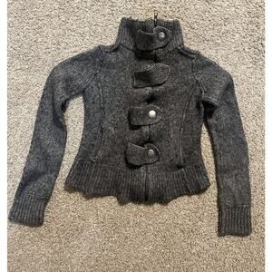 Size Medium Banana Republic Girls Gray Knit Sweater Jacket Zip Toggle